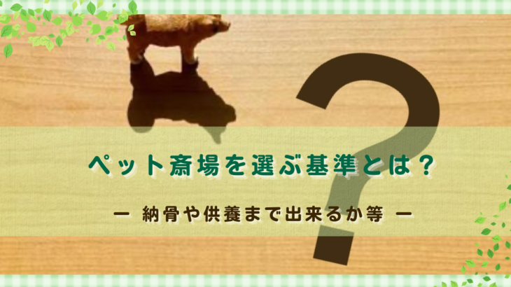 ペット斎場を選ぶ基準とは？納骨や供養までできるの？